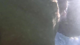 Naughty Blonde Pees in the Ocean Outdoor and Swimming Underwater