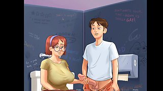 Sex cartoons, girls bathroom, masturbating pussy