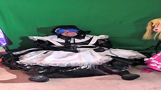 Layered PVC Maid Aoi in long magic wand session