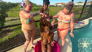 Messy Bean Play Four Hot Girls Squish Beans All Over Their Curves and Dare You to Lick Them Clean