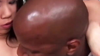 Skinny Asian teen fucked in tight pussy by huge black cock