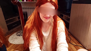Stepfather films his stepdaughter while she sucks his cock sitting f...go fuck her on the couch