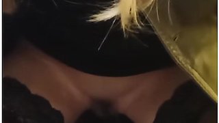 Horny German Model In Public Toilet Enjoys And Pisses And Watched By Worker With Leather
