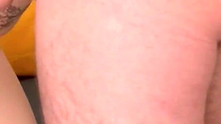 Stepdaughter Masturbates Her Stepdad with Her Feet Until He Cums