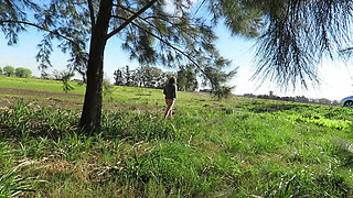 Patricia and Her Ass Walks Among the Pines