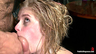 Tiny Blonde Tied up and Ass Fucked in Public
