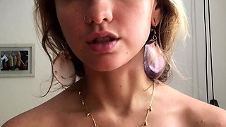 Cute blonde with big boobs solo