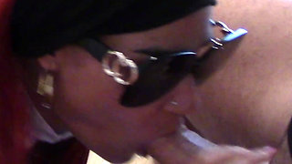 MILF with Sunglasses, Cock in Mouth, and Cum on Tongue