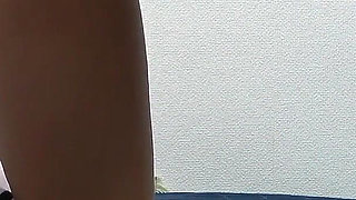 Micro Thong Leotard Wedgie Erotic Fitness Training by Natural Tits and Tanned Japanese Girl Living in Women's Dormitory