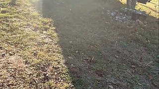 Asian teen with hairy pussy opens up in car then goes outside to piss