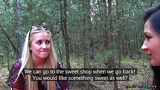Girlfriends XXX - Petite Keira & Michelle Find a Secluded Spot for a Wild 3some & Pussy Licking in the Forest