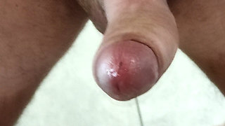 Horny jerking off in front of the mirror on vacation, white panties and a lot of precum