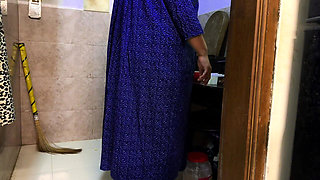 MILF Hot Aunty in Kitchen, She Was Horny When Cocking, I See Her Huge Tits & Big Ass & Start Handjob