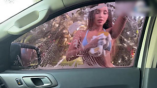 Beautiful car wash girl gets fucked by one of her clients!