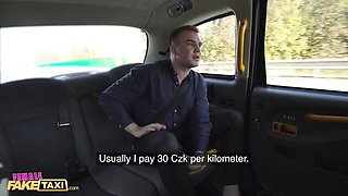 Blonde maroon top handjob tease in Female Fake Taxi
