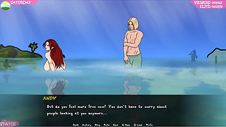 Lust Town - Lt - Gameplay - Roleplay - Nudity in Beach - Saggy Breast Topless with Big Nipples - Teasing Stranger in the Beach