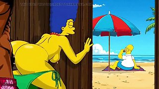 Beach Bitch 2: Marge Simpson Cartoon Parody Filled with Cum