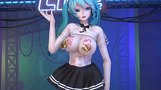 Hatsune Double Ponytail Nipple Nail Meat Urinal Obscene Pattern Student Jk Uniform Opening Black Silk