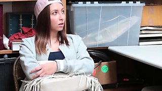 Submissive youthful secretary shoplifter gets caught and