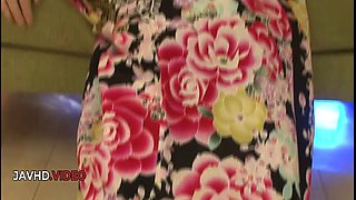 Manami Komukai: Hot Asian MILF's Kimono Threesome Adventure!