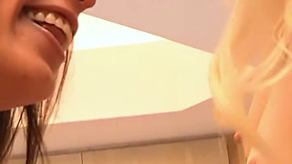 Pink Apron, Lime Panties - Blonde and Brunette 69 on the Kitchen Island