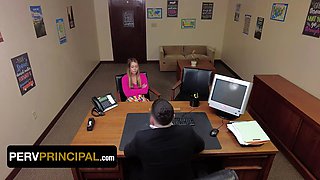 Step mommy Summer Vixen will do anything to save her step daughter from expulsion - perv principal