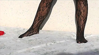 Blonde Fucked Hard By Huge Dildo Outdoor In Crotchless Bodystocking