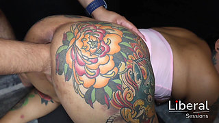 She Gets Fucked in a Glory Hole with a Fist in Her Pussy