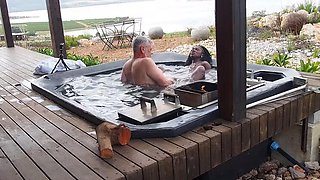 Big Tit MILF Black Swan Gives Blowjob & Gets Fingered Outdoor - Public Sex on Mountain