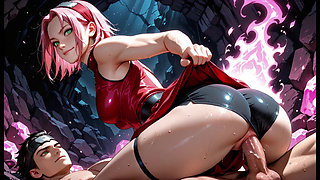 Sakura Haruno Hot Ninja Fucking Hard In Hidden Cave And On The Road To Konoha - Doggy Style Anal Intense Pleasure Loud Moans Chakra Rose E