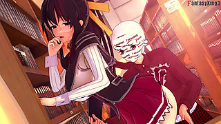 Akeno gives me a blowjob in a public library - DXD NTR Madness Series