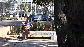 Big natural tits Thai teen beach pick up