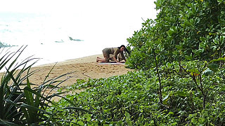 Watched on a lonely girl on a wild beach. Seduced her into blowjob and sex.