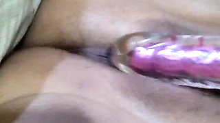 Mexican wife showing off and masturbating with a dildo for the first time (full video)