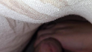 Step Mom Risky Handjob under blanket make step son dick hard