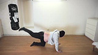 Gym Babe Dominates Fat Masked Submissive