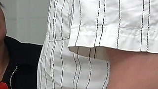 German brunette milf hides in bathroom with lover to get her pierced but shaved pussy pounded by cock while being filmed