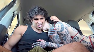 Awlivv Tiny Tattooed Goth Girl Car Sex Caught Fucking Zane