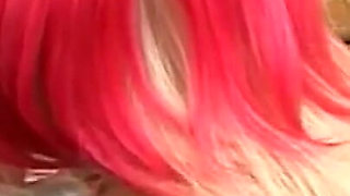 Black Pussy with Colored Hair Have a Threesome with Two Big Black Cocks