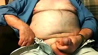 Hairy Grandpa Bear Strokes His Big Cock
