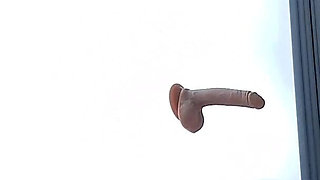 Toy Play - Dildo on the Window - Blowjob