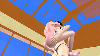 Animated 3D Lesbian Porn - Mature Woman with Strap‑on Fucking Teen Girl’s Pussy and Ass While Lifting Her up