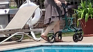 Summer Has Arrived! Time for the First Visit to the Pool Sexy Big Nurse Vicki Style!