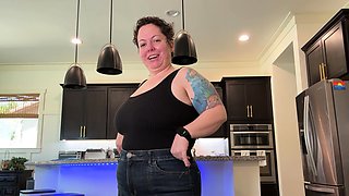 NIKKISFETISHES Curvy brunette teases in kitchen