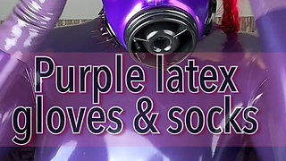 Purple Latex Gloves and Socks Tease by Miss Fetilicious