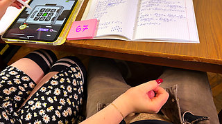 HIGH SCHOOLGIRL 67 Six-seven - Teasing Him Under the Desk During Math. Cum on Wristwatch