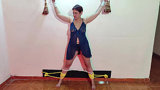 Man Ties My Hands and Feet with Rope to Tickle My Entire Body Including My Pussy