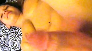 Small titted brunette teen fingering on the bed