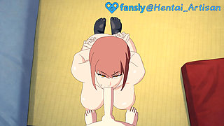 MAKIMA FULL HENTAI  BLOWJOB POV  DOUBLE PENETRATION  DEEPTHROAT